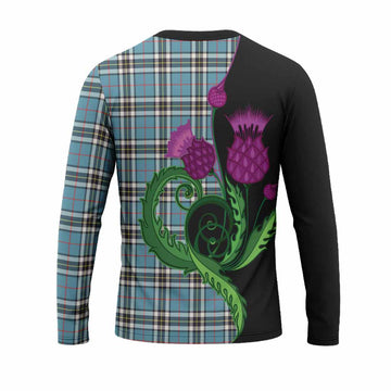Thompson (Thomson) Tartan Long Sleeve T-Shirt Traditional Scottish Thistle