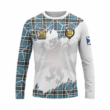 Thompson (Thomson) Tartan Long Sleeve T-Shirt with Family Crest and Lion Rampant Grunge Style