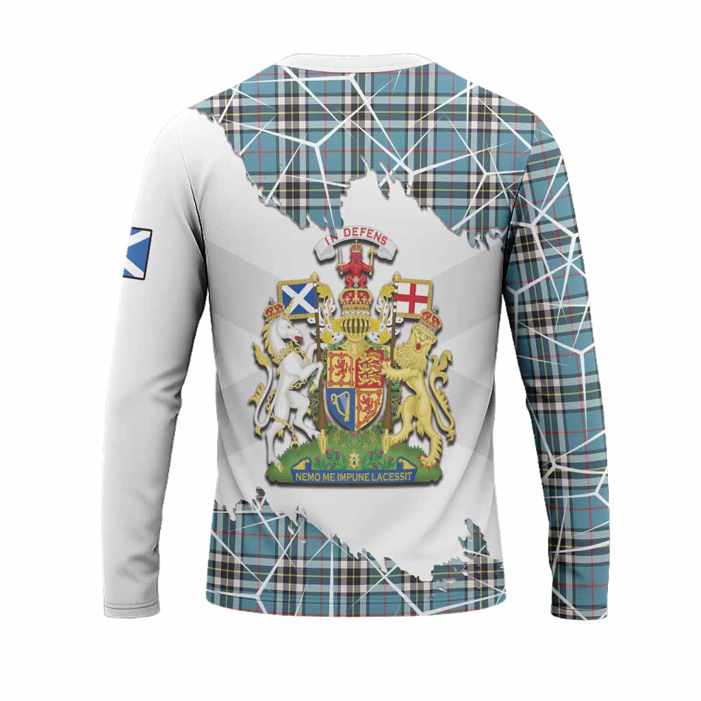 Thompson (Thomson) Tartan Long Sleeve T-Shirt with Family Crest and Lion Rampant Grunge Style