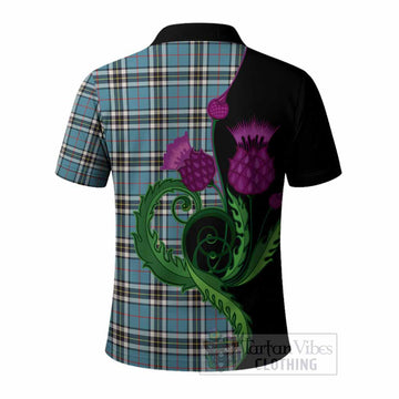 Thompson (Thomson) Tartan Polo Shirt Traditional Scottish Thistle