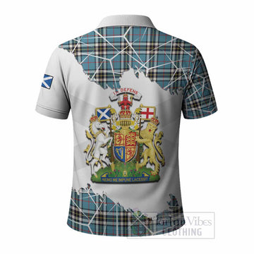 Thompson (Thomson) Tartan Polo Shirt with Family Crest and Lion Rampant Grunge Style