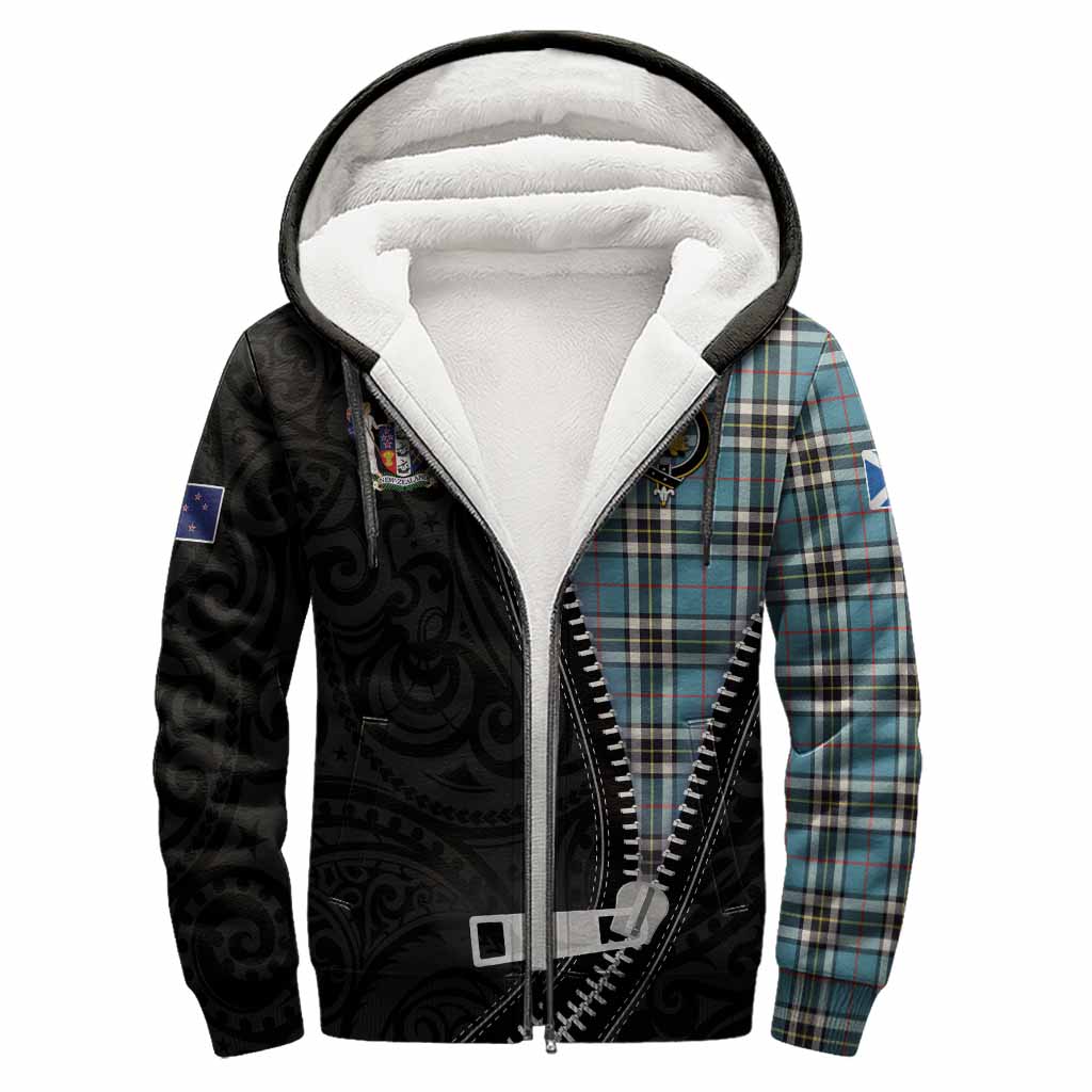 Thompson (Thomson) Tartan Sherpa Hoodie New Zealand Pattern Unique Zipper Stylized