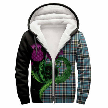 Thompson (Thomson) Tartan Sherpa Hoodie Traditional Scottish Thistle