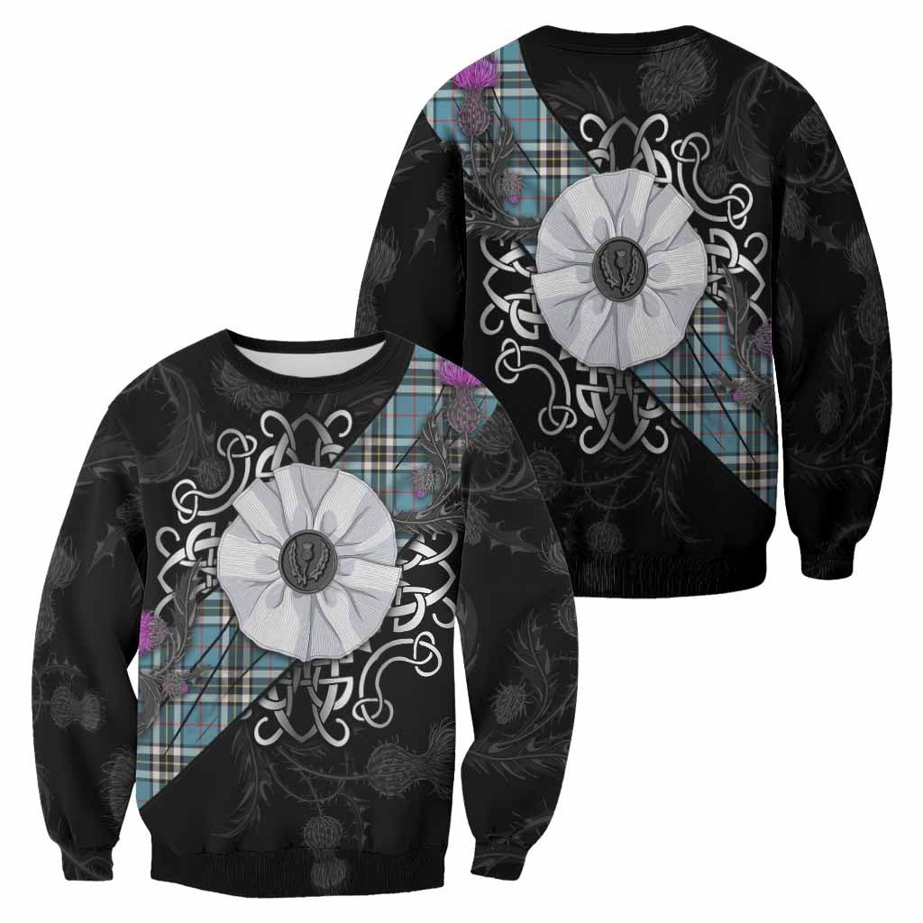 Thompson (Thomson) Tartan Sweatshirt Jacobite White Rose - Tartan Vibes Clothing