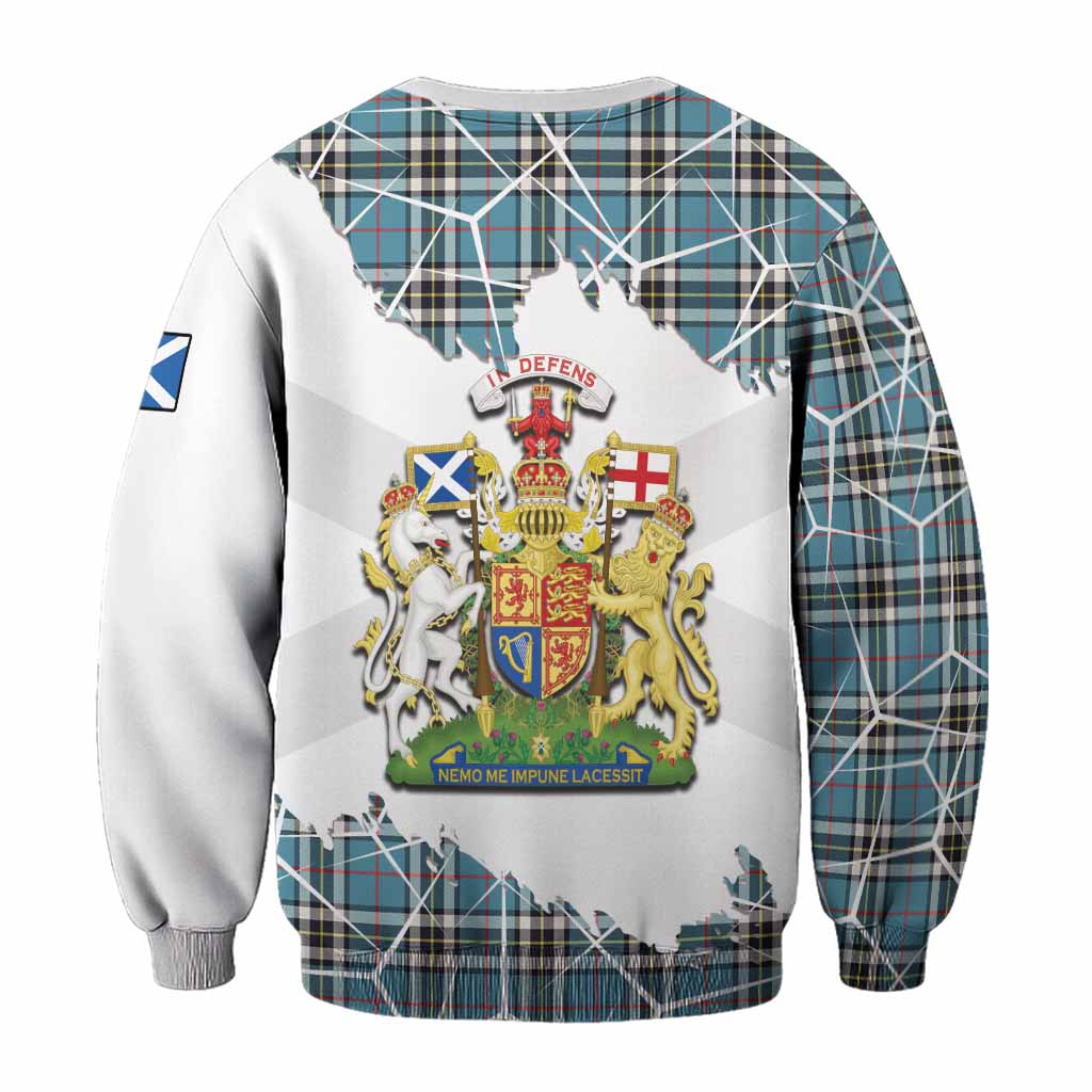 Thompson (Thomson) Tartan Sweatshirt with Family Crest and Lion Rampant Grunge Style