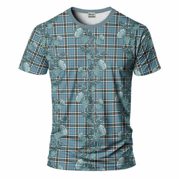Thompson (Thomson) Tartan T-Shirt Seamless Scottish Thistle Flowers