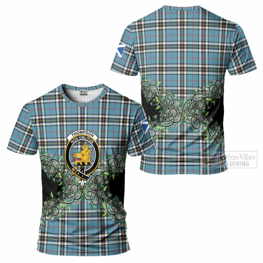 Thompson (Thomson) Tartan T-Shirt Thistle Scottish Spirit