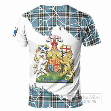 Thompson (Thomson) Tartan T-Shirt with Family Crest and Lion Rampant Grunge Style