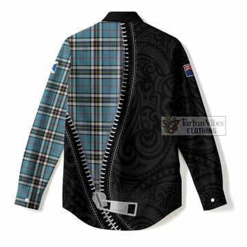 Thompson (Thomson) Tartan Women Casual Shirt New Zealand Pattern Unique Zipper Stylized
