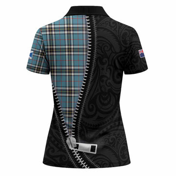 Thompson (Thomson) Tartan Women Polo Shirt New Zealand Pattern Unique Zipper Stylized