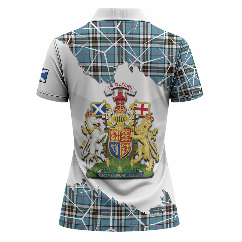 Thompson (Thomson) Tartan Women Polo Shirt with Family Crest and Lion Rampant Grunge Style