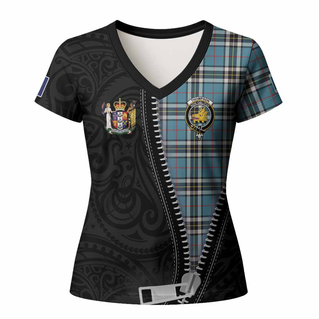 Thompson (Thomson) Tartan Women T shirt New Zealand Pattern Unique Zipper Stylized