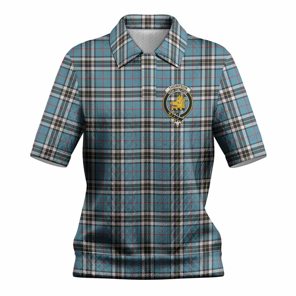Thompson (Thomson) Tartan Women’s Polo Sweater Top with Family Crest