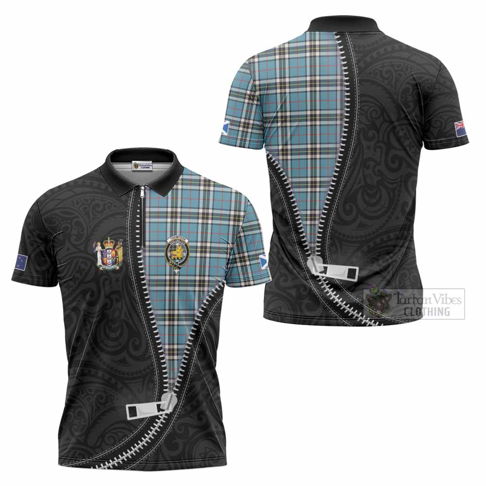 Thompson (Thomson) Tartan Zipper Polo Shirt New Zealand Pattern Unique Zipper Stylized