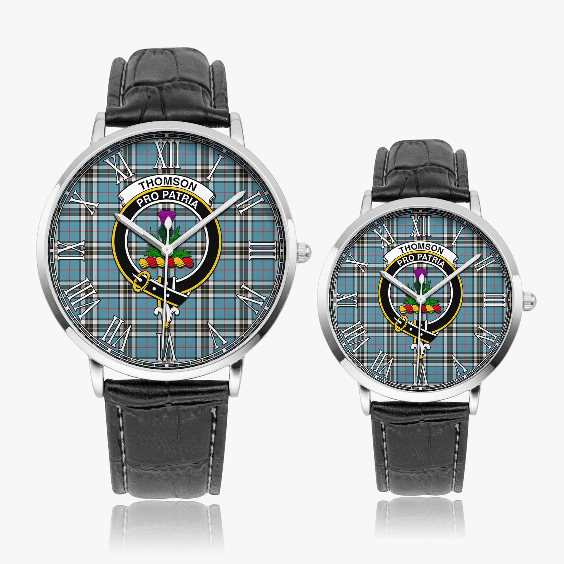 Thomson Tartan Family Crest Leather Strap Quartz Watch - Tartanvibesclothing