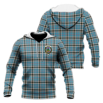 Thomson Tartan Knitted Hoodie with Family Crest