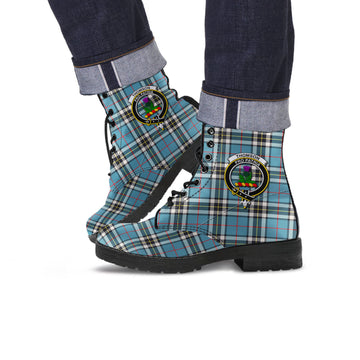 Thompson (Thomson) Tartan Leather Boots with Family Crest