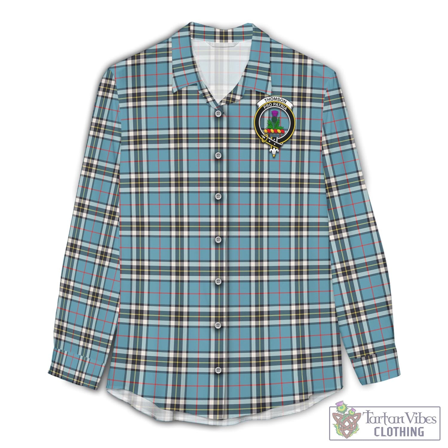 Tartan Vibes Clothing Thomson Tartan Womens Casual Shirt with Family Crest
