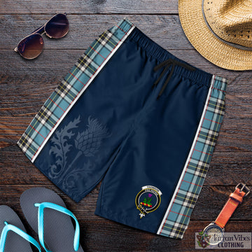 Thomson Tartan Men's Shorts with Family Crest and Scottish Thistle Vibes Sport Style