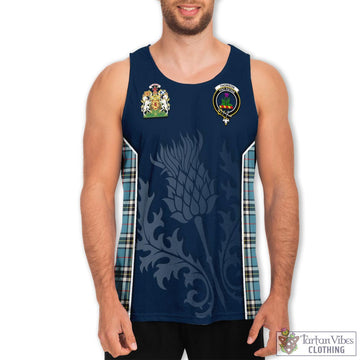 Tartan Vibes Clothing Thomson Tartan Men's Tanks Top with Family Crest and Scottish Thistle Vibes Sport Style
