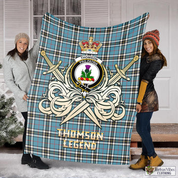 Thomson Tartan Blanket with Clan Crest and the Golden Sword of Courageous Legacy