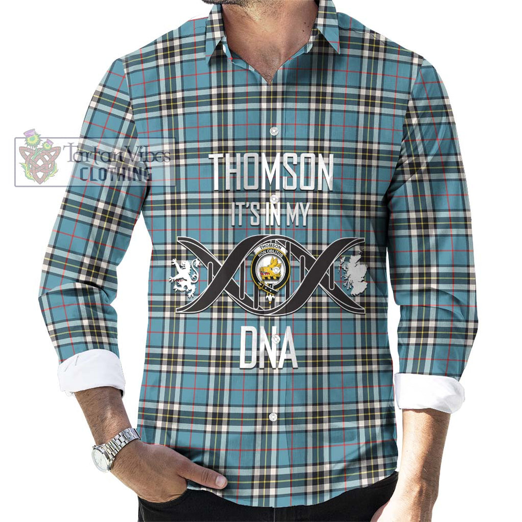 Thompson (Thomson) Tartan Long Sleeve Button Shirt with Family Crest DNA In Me Style Men's Shirt S - Tartanvibesclothing Shop