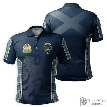 Thomson Tartan Men's Polo Shirt with Family Crest and Lion Rampant Vibes Sport Style