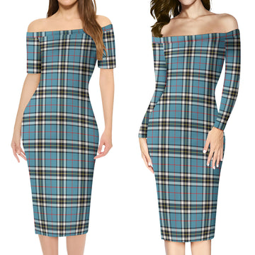 Thomson Tartan Off Shoulder Lady Dress Women's Dress - Tartanvibesclothing
