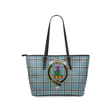 Thomson Tartan Leather Tote Bag with Family Crest
