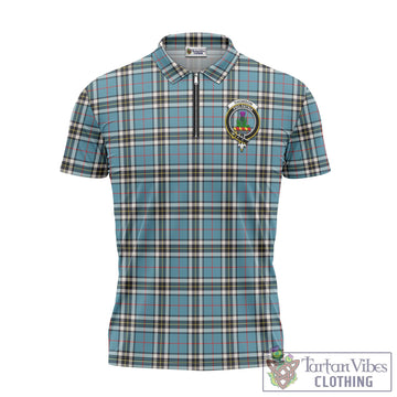 Thomson Tartan Zipper Polo Shirt with Family Crest