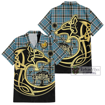 Thompson (Thomson) Tartan Hawaiian Shirt with Family Crest Celtic Wolf Style