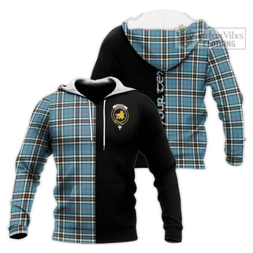 Thompson (Thomson) Tartan Knitted Hoodie with Family Crest and Half Of Me Style