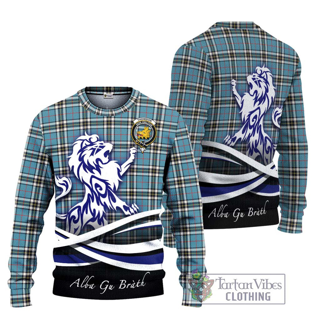 Thompson (Thomson) Tartan Knitted Sweater with Alba Gu Brath Regal Lion Emblem Unisex - Tartanvibesclothing Shop