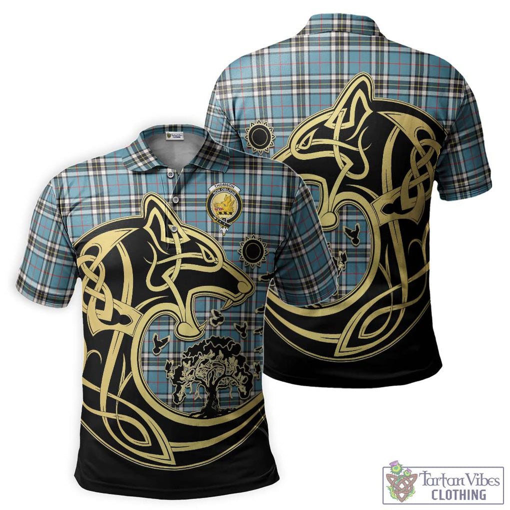Thompson (Thomson) Tartan Polo Shirt with Family Crest Celtic Wolf Style Kid - Tartanvibesclothing Shop