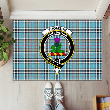 Thompson (Thomson) Tartan Rubber Doormat with Family Crest