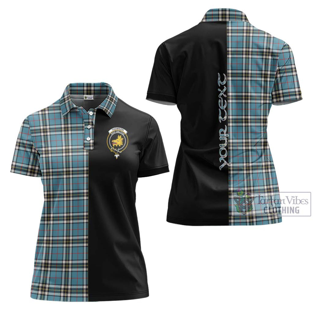 Thompson (Thomson) Tartan Women's Polo Shirt with Family Crest and Half Of Me Style Women - Tartanvibesclothing Shop