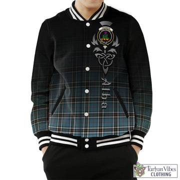Thompson (Thomson) Tartan Baseball Jacket Featuring Alba Gu Brath Family Crest Celtic Inspired