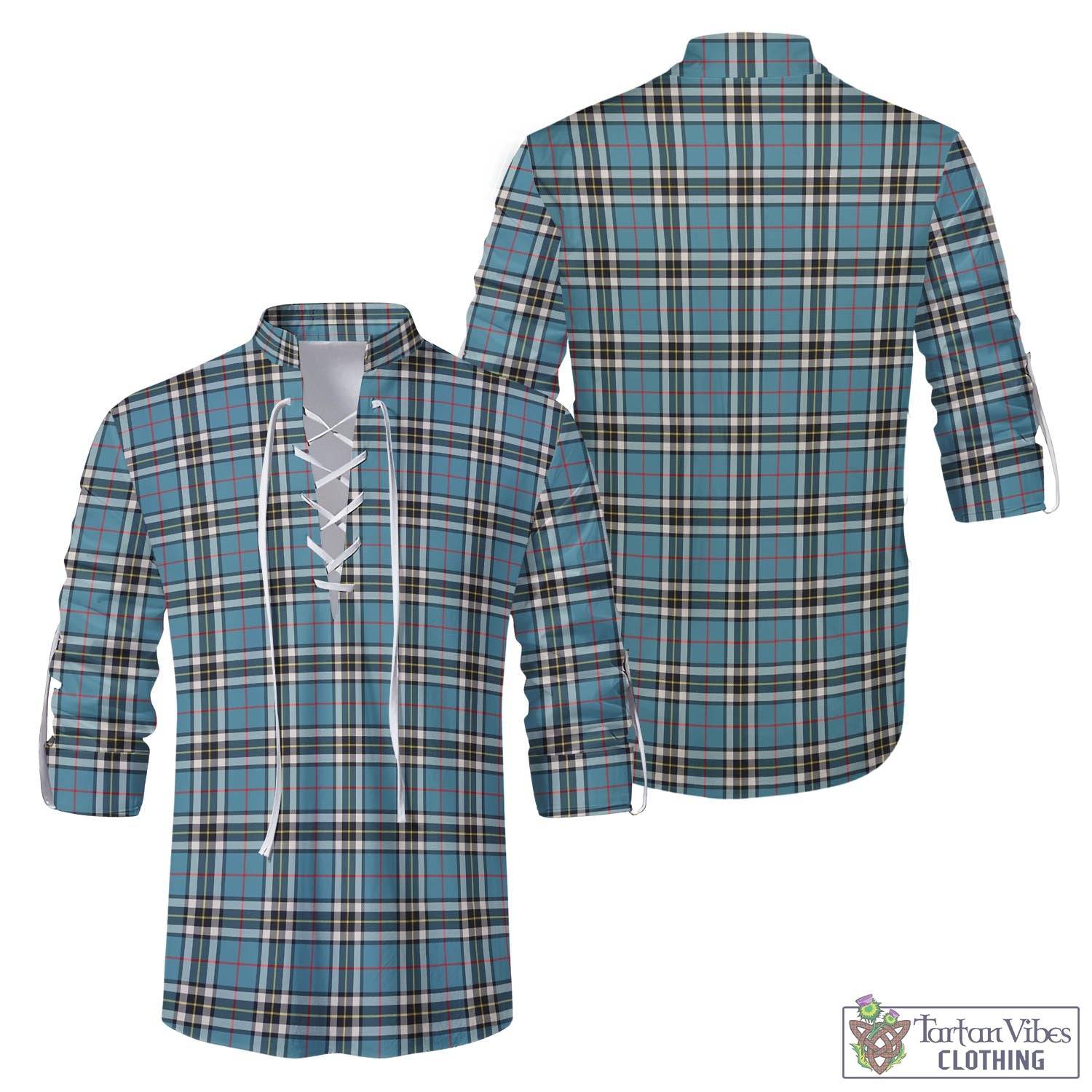 Tartan Vibes Clothing Thomson Tartan Men's Scottish Traditional Jacobite Ghillie Kilt Shirt