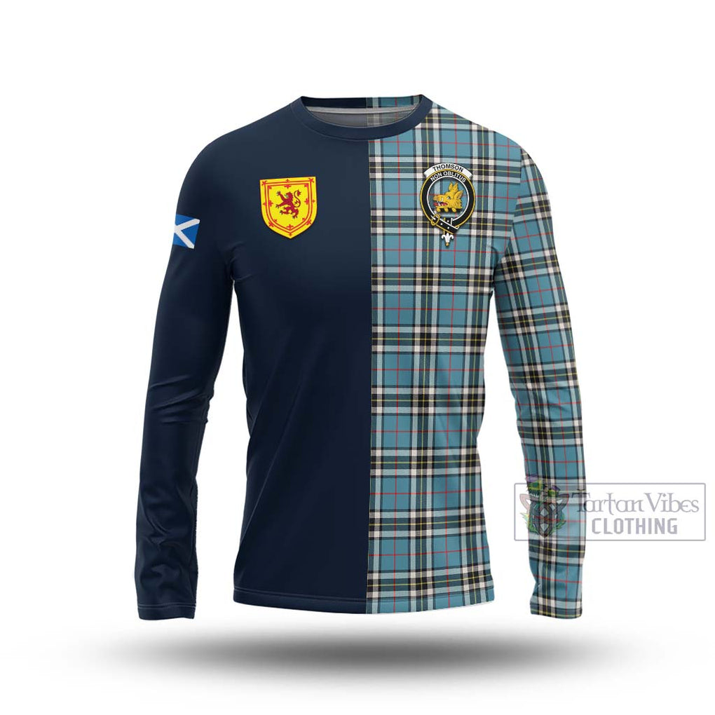 Tartan Vibes Clothing Thomson Tartan Long Sleeve T-Shirt with Scottish Lion Royal Arm Half Style