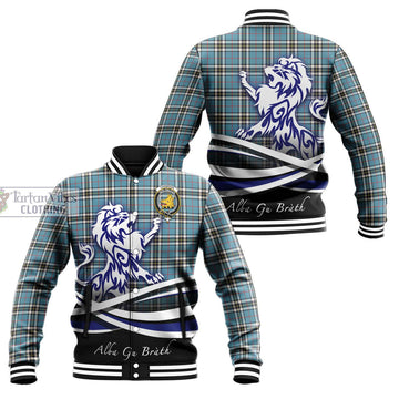 Thompson (Thomson) Tartan Baseball Jacket with Alba Gu Brath Regal Lion Emblem