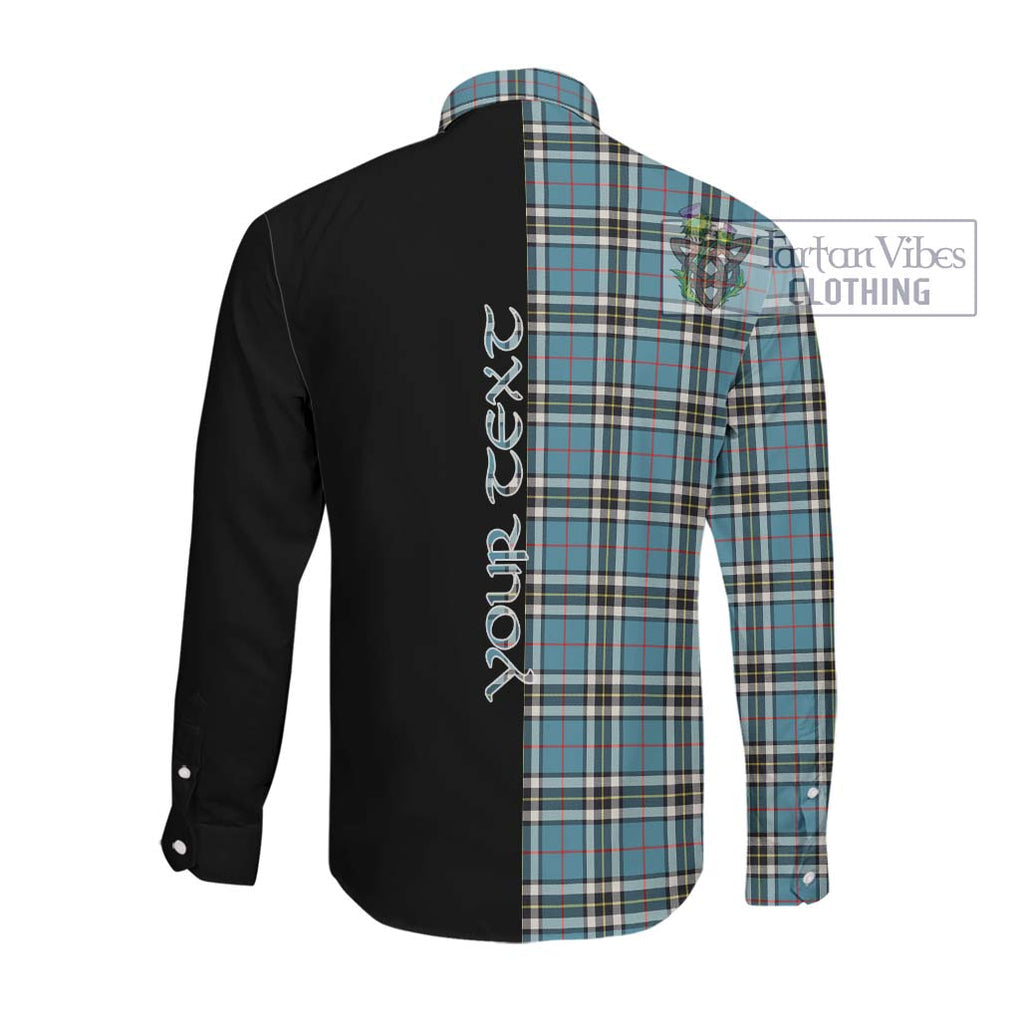 Thompson (Thomson) Tartan Long Sleeve Button Shirt with Family Crest and Half Of Me Style Men's Shirt - Tartanvibesclothing Shop