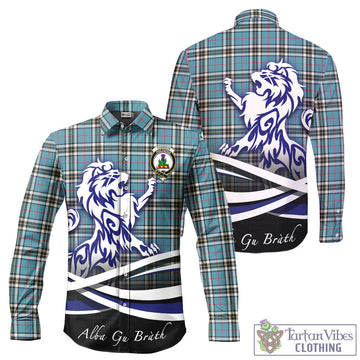 Thompson (Thomson) Tartan Long Sleeve Button Up Shirt with Alba Gu Brath Regal Lion Emblem