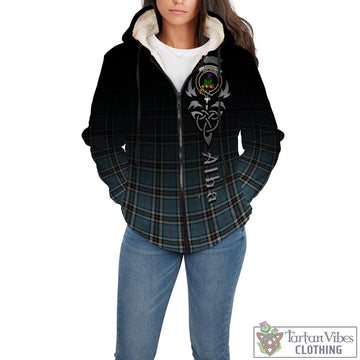 Thompson (Thomson) Tartan Sherpa Hoodie Featuring Alba Gu Brath Family Crest Celtic Inspired