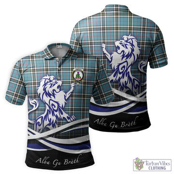 Thompson (Thomson) Tartan Polo Shirt with Alba Gu Brath Regal Lion Emblem