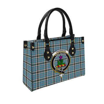 Thomson Tartan Leather Bag with Family Crest