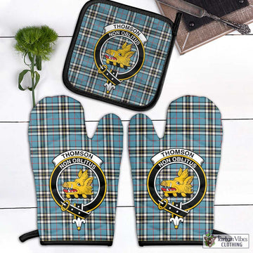 Thompson (Thomson) Tartan Combo Oven Mitt & Pot-Holder with Family Crest Combo 1 Oven Mitt & 1 Pot-Holder Black - Tartan Vibes Clothing