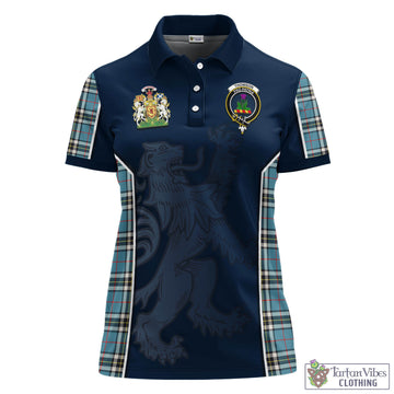 Thompson (Thomson) Tartan Women's Polo Shirt with Family Crest and Lion Rampant Vibes Sport Style - Tartan Vibes Clothing