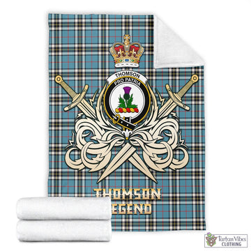 Thomson Tartan Blanket with Clan Crest and the Golden Sword of Courageous Legacy