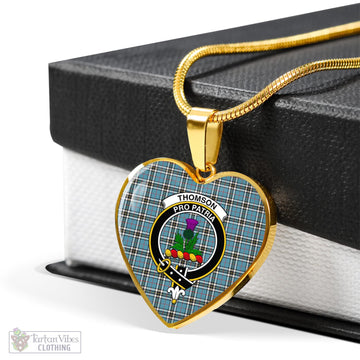 Thomson Tartan Heart Necklace with Family Crest