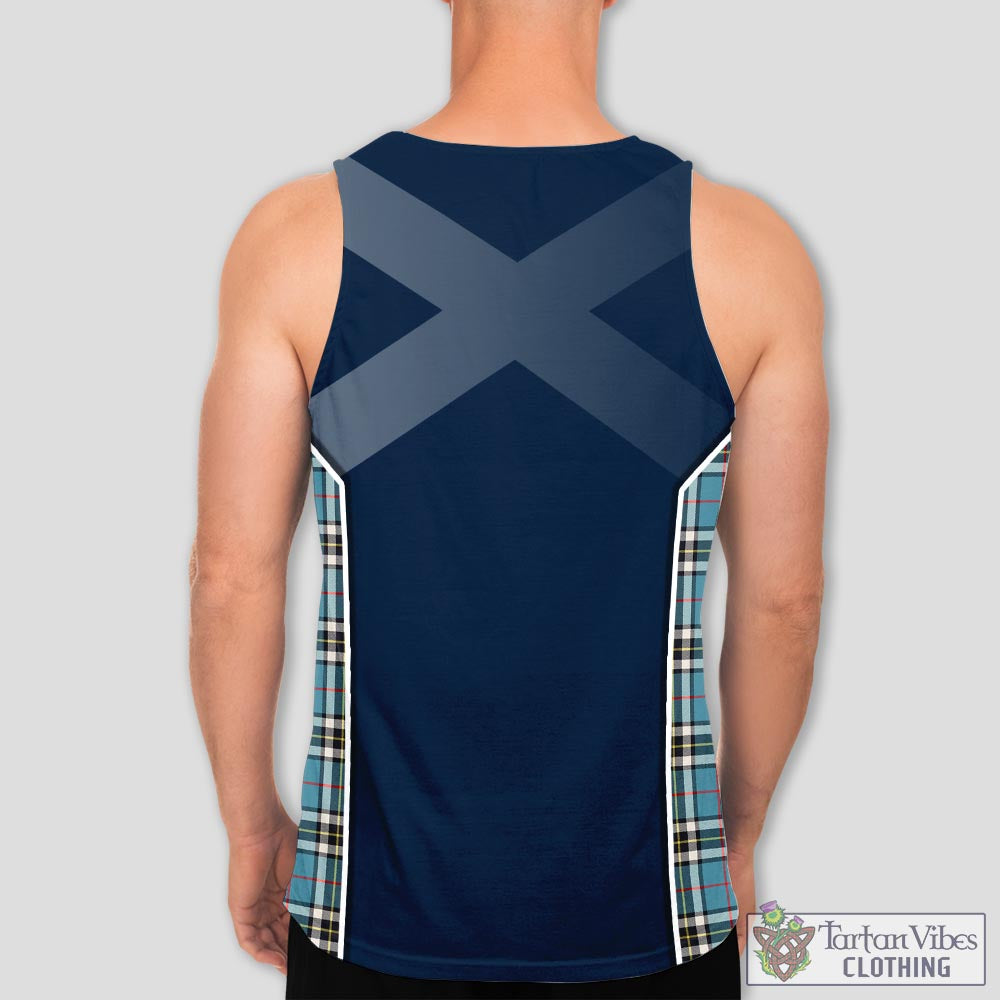 Tartan Vibes Clothing Thomson Tartan Men's Tanks Top with Family Crest and Scottish Thistle Vibes Sport Style
